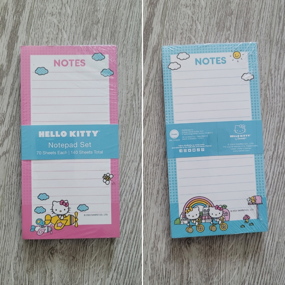 Hello Kitty Notepad Set - Pink and Blue